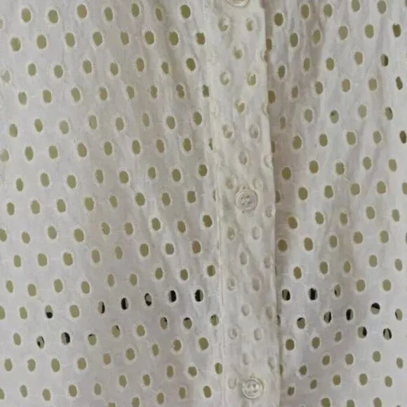 RHODE CIRCLE EYELET-EMBROIDERED BUTTON UP CREAM TOP - Picture 3 of 7